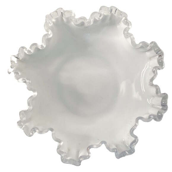 Fenton Other - Vintage Fenton 6" Silver Crest Double White Glass Crimped Candy Dish